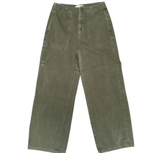 EUC Articles of‎ Society Wide Leg Crop Pants Utility Pockets Olive Green Size 29